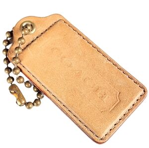 🆕 Vintage 3" Coach Camel Tan Leather Hangtag Bag Fob Purse Charm Keychain Y2K